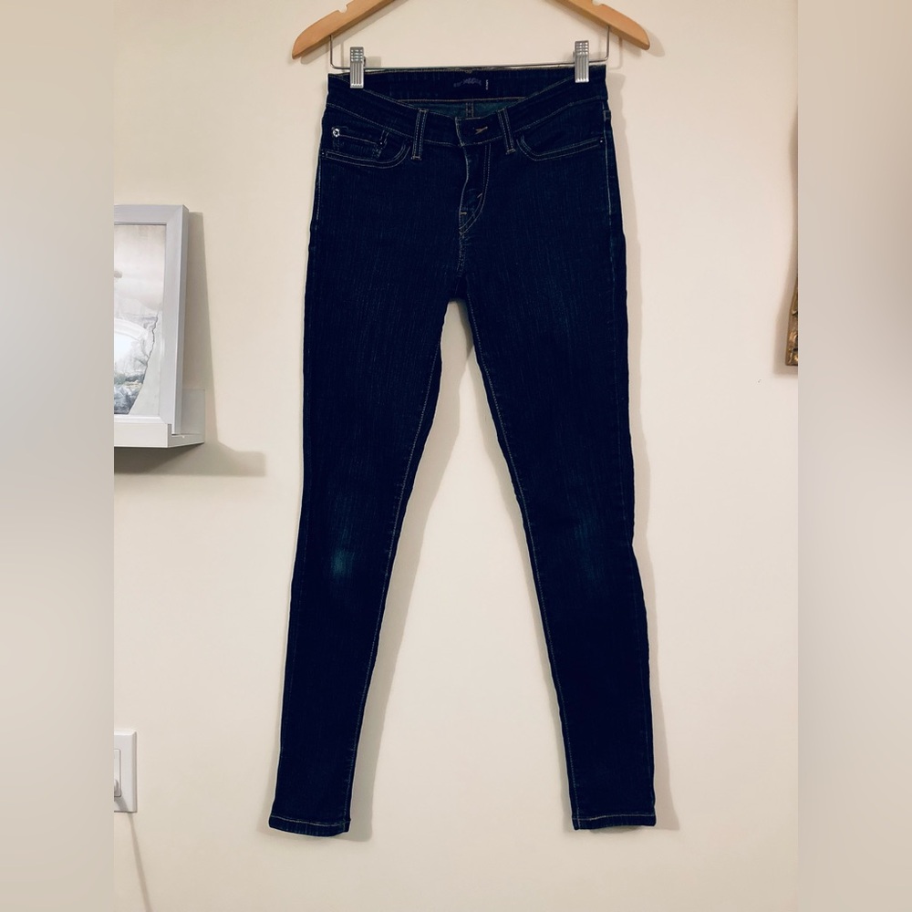 Vintage Levi's 535 Legging Dark Blue Denim Jeans - 98% Cotton